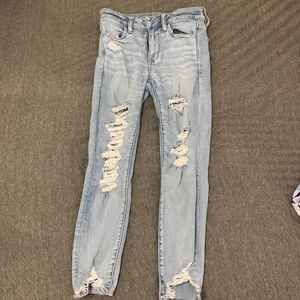 High wasted, ripped American Eagle jeans (stretchy)
